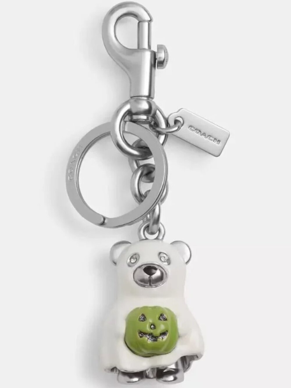 Coach Halloween Ghost Bear Green Pumpkin Charm Keychain Fob Tote Bag CW483